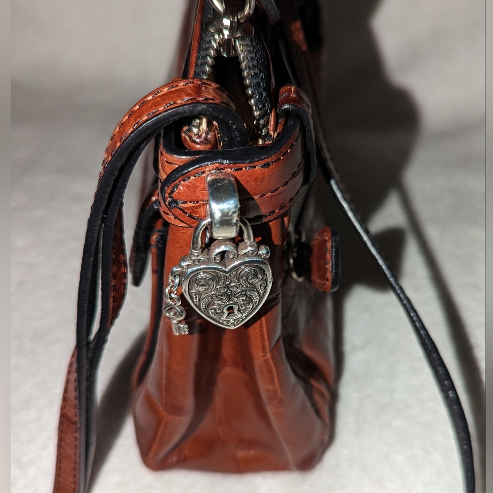 Brighton Small Brown Embossed Leather Multi Pocke… - image 5